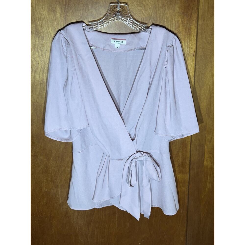 Andree Women Pink Crossover Peplum Top Size 1X